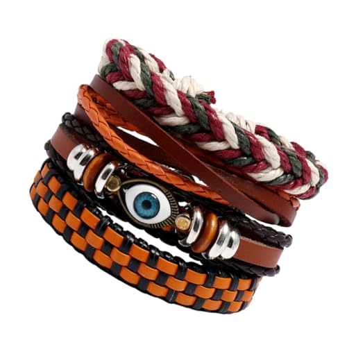 Beaupretty 4 Stück Teiliges Bohemia Armband Herren Geflochtenes PU Handgelenk Schmuck Modisch Farbig Langlebig Elegant Stilvoll von Beaupretty