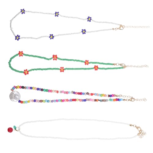 Beaupretty 4 Stück Teiliges Boho Perlenkette für Teenager Mädchen Bunte Statement Choker Halsketten Modischer Schmuck für Strand Party und Alltag Mehrreihig und Vielseitig Kombinierbar von Beaupretty