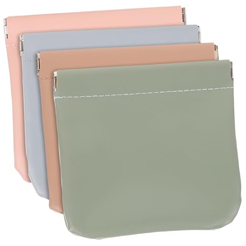 Beaupretty 4 Stück Teiliges Damen Makeup Taschen aus Langlebigem PU Kleine Kosmetiktaschen mit Automatischem Verschluss Tragbare Schmuck und Organizer Beutel Vier Farben für Reisen und von Beaupretty