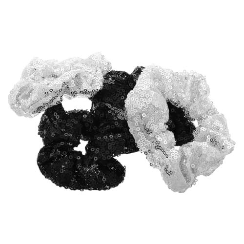 Beaupretty 4 Stück Teiliges Disco Haargummi mit Glitzer Pailletten Große Metallische Haargummis Elastische Dehnbare Haarschleifen für Damen und Mädchen Festlich Geeignet für Weihnachten und von Beaupretty