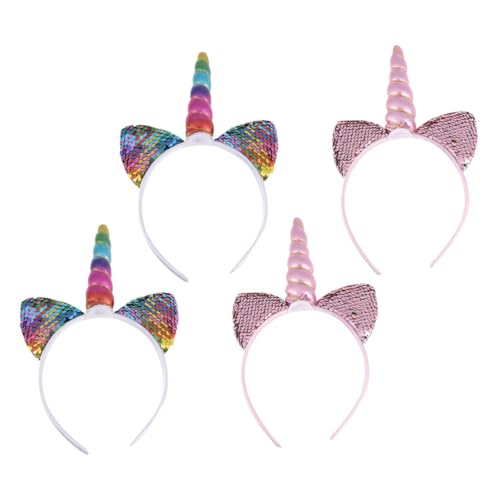 Beaupretty 4 Stück Teiliges Einhorn Haarband für Junge Mädchen Bunter Party Hair Hoop mit Süßem Cartoon Design Sicherer Materialmix Harz für Geburtstagsfeiern Cosplay und Fasching von Beaupretty