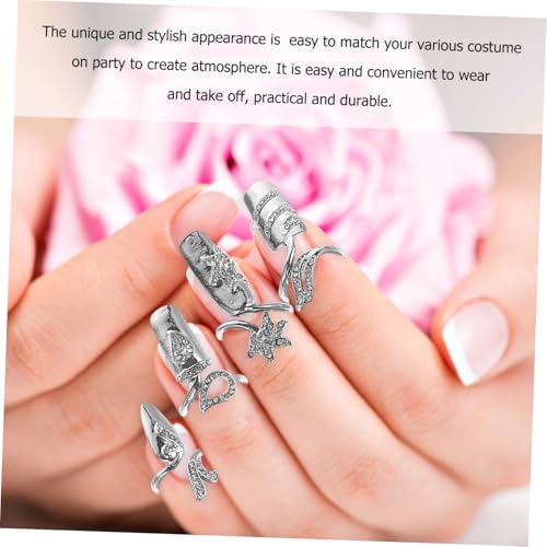 Beaupretty 4 Stück Teiliges Funkelnd Nagelring Damen Verstellbare Offene Ringe Silberfarbig Finger Schmuck für Alltag Party Hochzeit Geschenk von Beaupretty