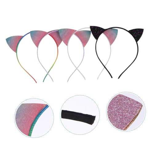 Beaupretty 4 Stück Teiliges Glitzer Katzenohren Haarband Haarreif mit Farbigen Pailletten Party Haaraccessoire Niedlich und Langlebig für Mädchen und Kostümveranstaltungen von Beaupretty