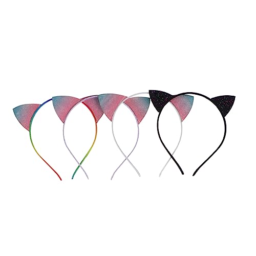 Beaupretty 4 Stück Teiliges Haarreif mit Glitzernden Katzenohren Komfortables Langlebiges Cosplay Zubehör für Party Karneval und Katzenliebhaber Mädchen von Beaupretty