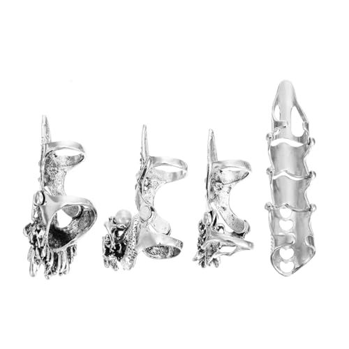 Beaupretty 4 Stück Teiliges Halloween Skelettring Männer Verstellbar Biegsam Punk Stil Modische Knöchelring Dekoration für Cosplay und Party von Beaupretty