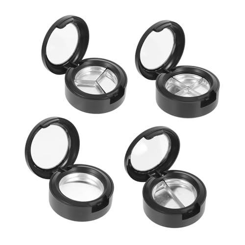Beaupretty 4 Stück Teiliges Leerer Transparenter Multi Fach Lidschatten und Lippenstift Behälter Schwarze Runde Paletten mit Aluminium Einsätzen Kompakt Geruchlos für DIY Make Up von Beaupretty