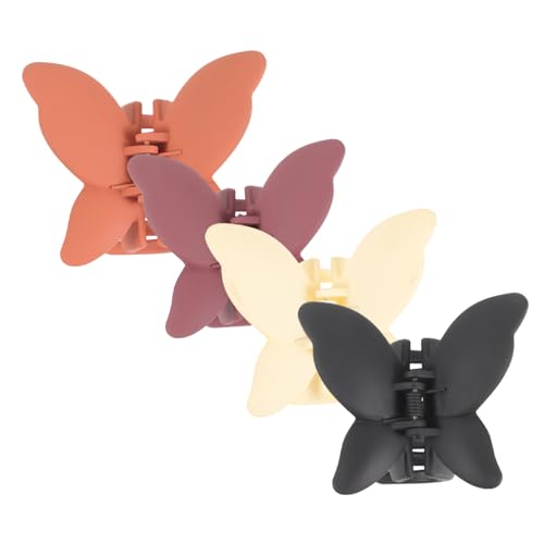 Beaupretty 4 Stück Teiliges Matte Schmetterling Haarklammern Mittelgroße Rutschfeste Haarspangen für Damen Haarschmuck Clips in Schwarz Weinrot und Orange zum Fixieren Beim Waschen und von Beaupretty