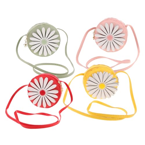 Beaupretty 4 Stück Teiliges Mini Daisy Umhängetaschen für Mädchen Leichte Kleine Pu-Schultertaschen in Gelb Rot Grün Kompakte Handtaschen für Kleinkinder zum Reisen Einkaufen und Alltag von Beaupretty