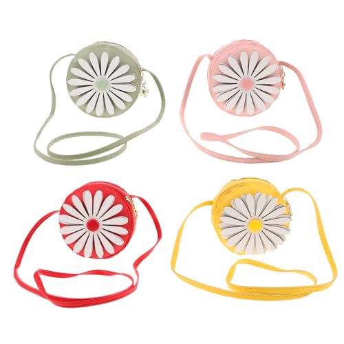 Beaupretty 4 Stück Teiliges Mini-Daisy-umhängetaschen Mädchen Kleine Leichte Kindertasche mit Reißverschluss Vielseitig für Reisen Partys Alltag Bunte Süße Kinderhandtaschen von Beaupretty