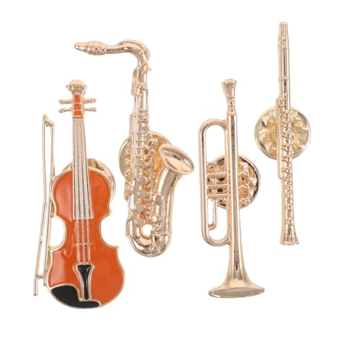 Beaupretty 4stücke Musiknoten-brosche Gitarren-anstecker Musik-emaille-anstecker Pin Saxophon-brosche Orchester-anstecker Flöten-pin Hut-anstecker Pins Für Jazz-enthusiasten Und von Beaupretty