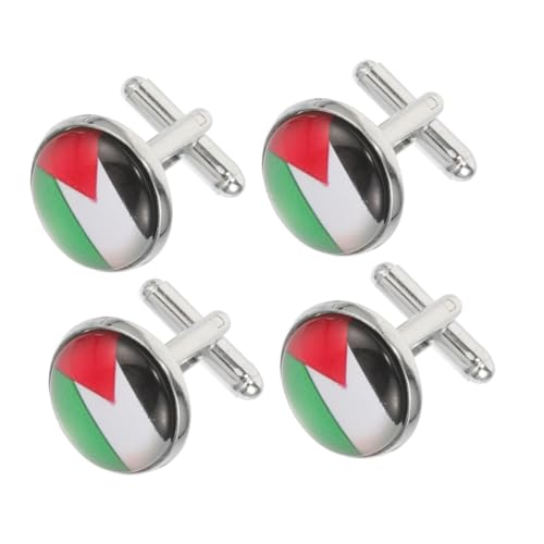 Beaupretty 4 Stück Teiliges Palästinensische Flagge Manschettenknöpfe für Herren Knöpfe für Französische Manschettenhemden Stilvolles Accessoire für Formelle Anlässe Besondere von Beaupretty
