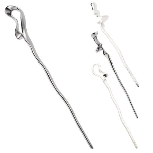 Beaupretty 4 Stück Teiliges Retro Haarstäbchen aus Geometrielegierung Chinesische Haarnadeln für Damen für Hochsteckfrisuren und Haarstyling Vintage Design Verschiedenen Farben von Beaupretty