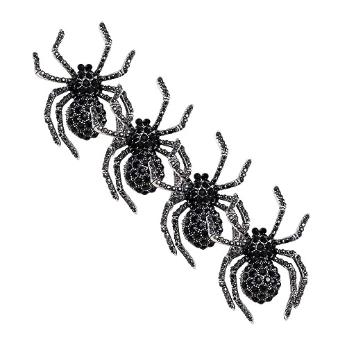 Beaupretty 4 Stück Teiliges Retro Spinnenbrosche für Halloween Schwarze Broschen mit Kristallen Lustige Anstecknadel für Kleidung Taschen und Accessoires von Beaupretty
