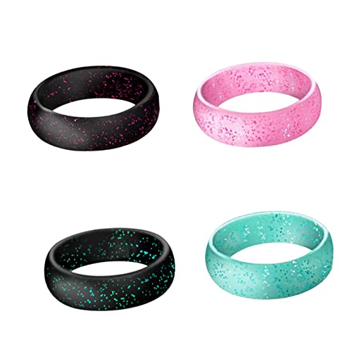 Beaupretty 4 Stück Teiliges Set Glitzer Silikonringe für Frauen Elastische Finger Ringe Farben und für Sport und Alltag von Beaupretty