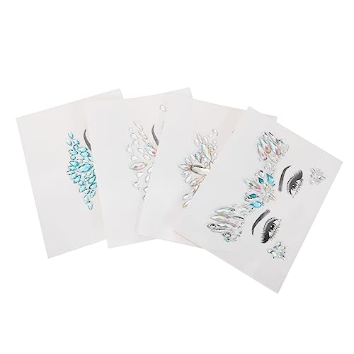 Beaupretty 4 Stück Teiliges Strass Gesichtskunst Aufkleber Temporäre Tattoos für Festivals Hochzeiten und Kostümpartys Selbstklebend Sicher und Einfach Anzuwenden von Beaupretty