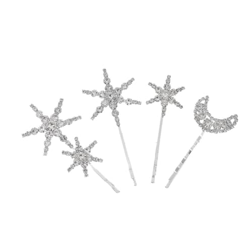 Beaupretty 4 Stück Teiliges Strass Haarspangen mit Stern und Monddesign Silberfarbene Haarklammern Eleganter Haarschmuck für Frauen und Mädchen Geeignet für Hochzeiten Partys und Besondere von Beaupretty