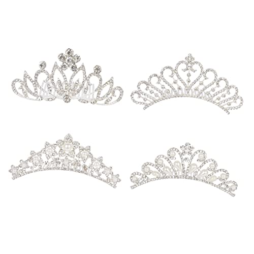 Beaupretty 4 Stück Teiliges Strass Perlenkrone für Mädchen Tiara mit Kamm Haarschmuck für Hochzeiten Partys und Fotoshootings von Beaupretty