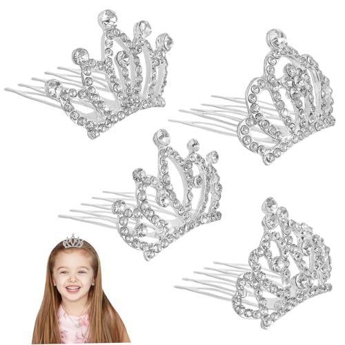Beaupretty 4 Stück Teiliges Tiara Strass Haarkamm für Party Geburtstag Schulaufführung Funkelnde Prinzessinnen Krone für Mädchen Festlicher Haarschmuck von Beaupretty