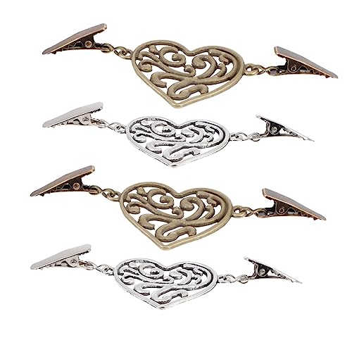 Beaupretty 4 Stück Teiliges Vintage Herz Schal Clips für Strickjacken und Schals Kragenverschlüsse für Damen Brosche für Partys und Besondere Anlässe Antik Bronze und Silber von Beaupretty