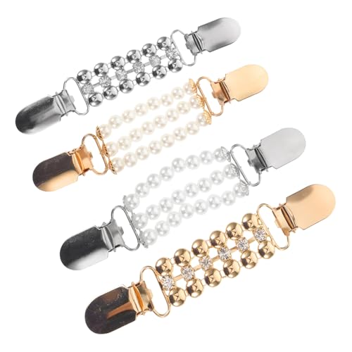 Beaupretty 4 Stück Teiliges Vintage Schalclips mit Perlen und Strass Dekorative Kragenketten clips für Damen Stilvolle Pullover Kleid broschen Sicherer Halt für Seidenschals von Beaupretty