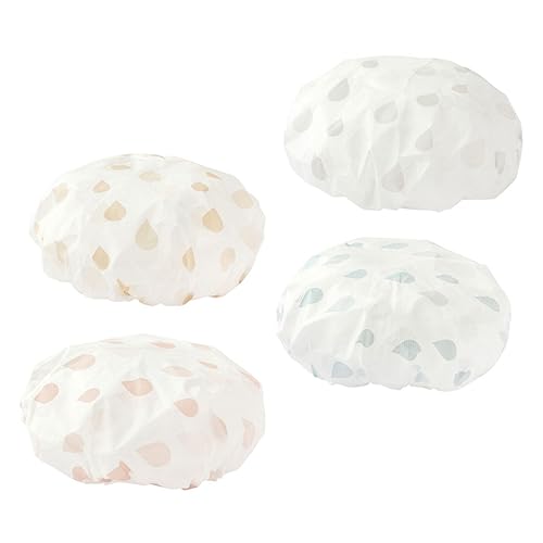 Beaupretty 4 Stück Teiliges Wasserdichtes Duschhauben Elastisch Verstellbar Leichte Badekappen für Damen in Blau Apricot und Wiederverwendbar zum Haare Schützen Beim Waschen und Schminken von Beaupretty