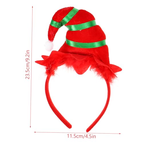 Beaupretty 4 Stück Teiliges Weihnachts Elfenhut Haarreifen Kinderfest Party Kopfschmuck mit Einzigartigem Design Rot Grün Schleifen für Festliche Kostüme von Beaupretty