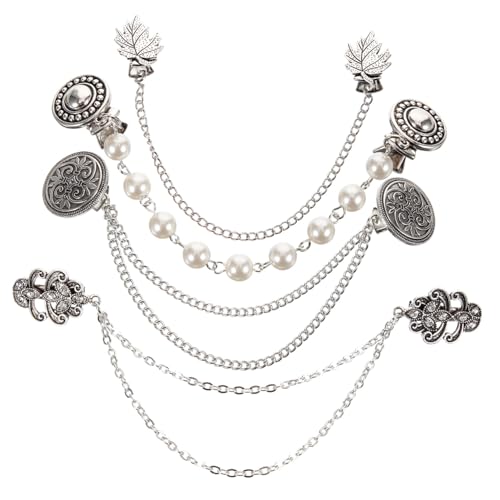 Beaupretty 4 Stück Vintage Strickjacken Clips Elegante Pullover Broschen mit Kette Robuste und Rostfreie Cardigan Clips für Damen Vielseitig für Pullover Schals Kleider und Hemden Geeignet von Beaupretty