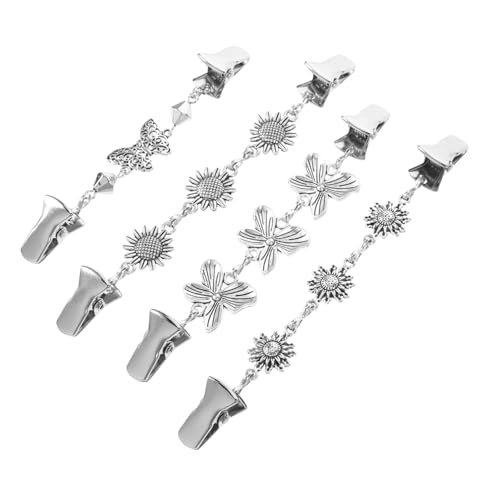 Beaupretty 4 Stück Vintage Teiliges Kleid und Schalclips für Damen Dekorative Blüten und Schmetterlings Designs Anstecknadeln zum Fixieren von Pullovern Cardigans und Kleidern Verhindert von Beaupretty