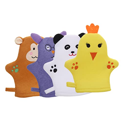Beaupretty 4 Stück Kinder Badehandschuhe Mit Cartoon Motiven Peelinghandschuhe Für Babys Waschhandschuhe Aus Hautfreundlichem Material Niedliche Tierdesigns Badespaß Und Sanfte Reinigung von Beaupretty