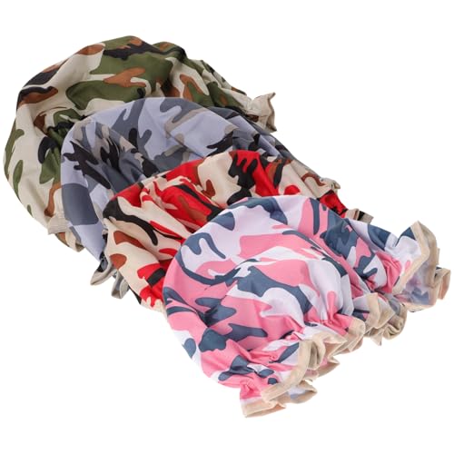 Beaupretty 4 Stück Wiederverwendbare Duschhaube für Damen und Herren Extra Große Doppellagige Badekappe mit Elastischem Saum Modisches Design für Reisen und Schützt Haare vor Nässe von Beaupretty