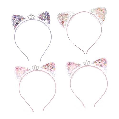 Beaupretty 4 Stück Zähne Niedliches Mädchen Baby Haarschmuck Katzenohren Haarband Katzenohr-haarreifen Sü?e Katze Stirnb?nder M?dchen Halloween Kostüm Bandana Stirnband Schal Kind Elastizität von Beaupretty