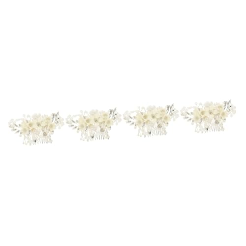 Beaupretty 4 Stück floraler Kopfschmuck für die Braut Hochzeitshaarspangen für Bräute Kopfbedeckungen für Damen Tiara haarschmuck Brautkopfbedeckung Hochzeit Haarkamm Kleid Haarnadel Zubehör von Beaupretty