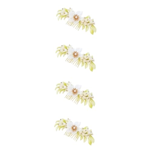 Beaupretty 4 Stück handgefertigter Blattkamm Perlenzubehör Perlenaccessoires für Damen Tiara haarschmuck Blumenmädchen-Kopfbedeckungen für die Hochzeit braut haarkamm Abschlussball Stirnband von Beaupretty