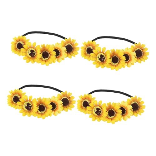 Beaupretty 4 Stücke Teiliges Sonnenblumen Damen Leichtes Langlebiges Blumen-haarband mit Boho-blumenkranz Modisches Haarschmuck-accessoire für Hochzeit Festival Party Foto-shooting von Beaupretty