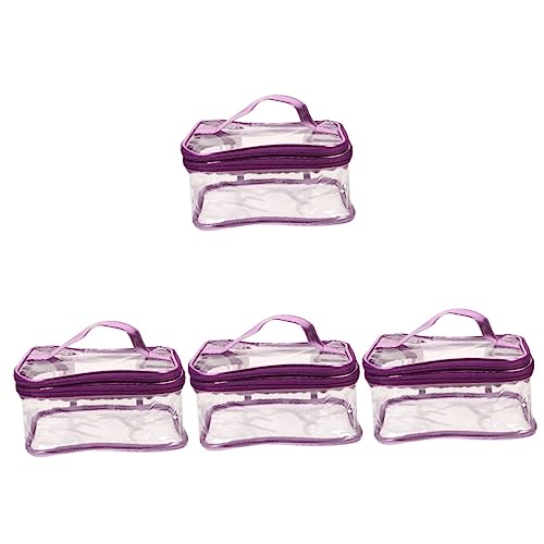 Beaupretty 4 Stück wasserdichte Kosmetiktasche Klare Geldbörse Make-up-Tasche Aus PVC Kosmetiktaschen Klare Tasche Make-up-Organizer-Tasche Reisen Pu Violett Vorratsbehälter Reißverschluss von Beaupretty