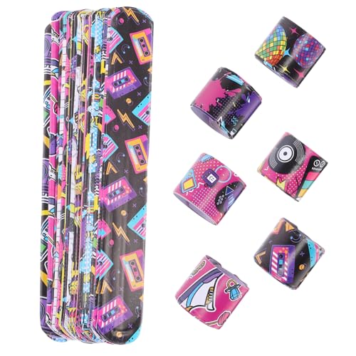 Beaupretty 48 Stück Teiliges Rockmusik Slap Armband Bunte Retro Armbänder für Party Mitgänger Vintage Design Stimmungsaufhellende Rock Armbänder für Musikliebhaber und Feierlichkeiten von Beaupretty