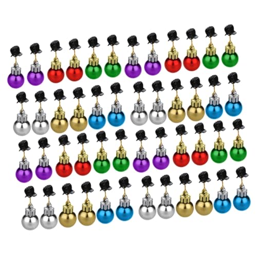 Beaupretty 48 Stück Weihnachts-Gesichtshaar-Ornamente Clip Weihnachtsbaum Weihnachtskrippe Dekoration Dekoartikel Haare Holunder Kunststoff Glockenförmig Leuchtender Bartschmuck von Beaupretty