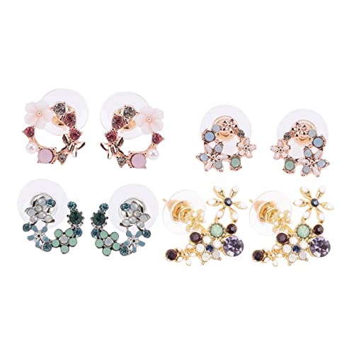 Beaupretty Ohrstecker Damen 4 Paar Vintage Ohrringe Strass Ohrstecker für Mädchen Hypoallergen für Besondere Anlässe von Beaupretty