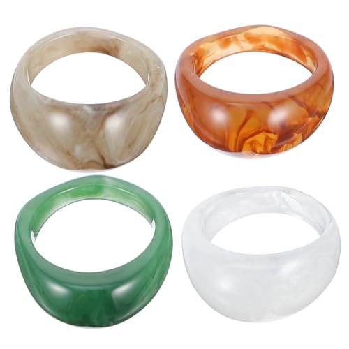 Beaupretty Vintage Harzring 4 Stück Bunte Fingerringe Robustem Harz für Damen Modischer Schmuck für von Beaupretty