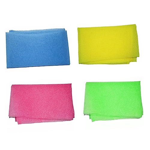 Beaupretty 4Stücke Teiliges Peeling Badetuch aus Nylon in Verschiedenen Farben Gelb Grün Blau Effektiver Rückenschrubber für Sanften Hautreinigung und Pflege von Beaupretty