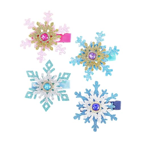 Beaupretty 4stücke Teiliges Weihnachts-schnapphaare Mit Schneeflocken-design Glitzernde Strass-haarspangen Süße Prinzessinnen-haarclips Für Mädchen Winterliche Haarschmuck-accessoires von Beaupretty
