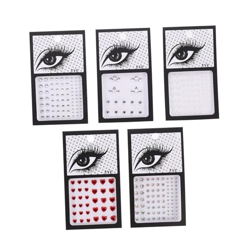 Beaupretty 5 Blätter Gesichtsrhinestones Wasserfeste Glitzersteine Selbstklebend Festival Augen Körper Schmuck Aufkleber Party Dekorationen für Karneval und Event von Beaupretty