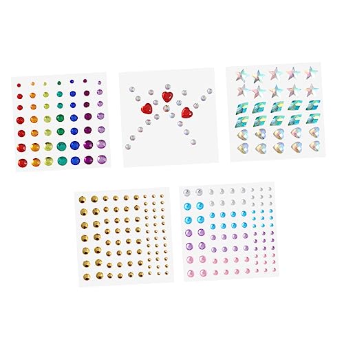 Beaupretty 5 Blätter Selbstklebende Gesichtsjuwelen Strass Aufkleber für Augen und Körper Glitzernde Dekoration für Party Cosplay und Festivals von Beaupretty