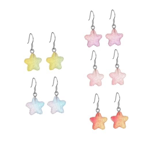 Beaupretty 5 Paare Damen Ohrstecker Stern Design Ohrringe Mädchen Modisches Accessoire Bunte Fünf Punkte Anhänger Hängend Kreative Trendige Ohrschmuck von Beaupretty