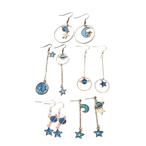 Beaupretty 5paare Mond-stern-ohrhänger Für Frauen Lange Baumelnde Tropfenohrringe Mit Anhänger Weltraumohrringe Für Verschiedene Anlässe von Beaupretty