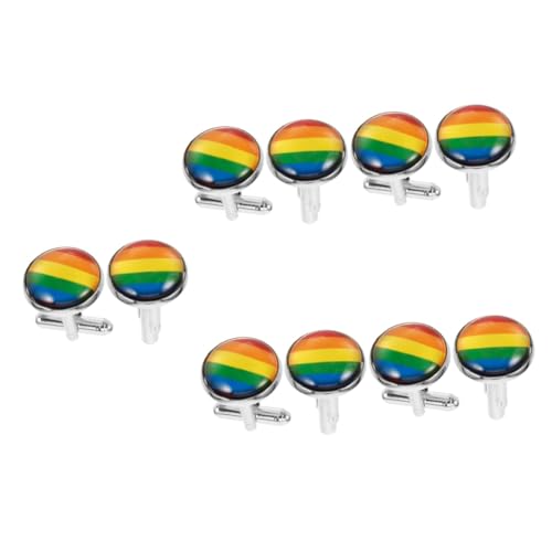 Beaupretty 5 Paare Regenbogen-Manschettenknöpfe ihn für Männer Ärmel Arm Männer Shirt Manschettenknöpfe herren coole Manschettenknöpfe Anzug Schmuck Manschettenlinks Zinklegierung von Beaupretty