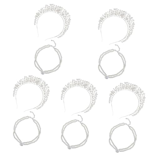 Beaupretty 5 Sätze Haarschmuck Frauen versorgen zarte Perlenkette Haarbänder brautjungfernkleider Halskette dekorative Perlenkette wiederverwendbarer Kopfschmuck Anmut Kopfbedeckung Stirnband von Beaupretty