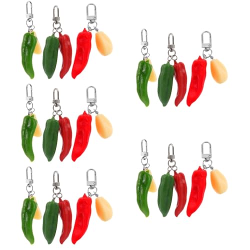 Beaupretty 5 Sätze Teiliges Chili Und Knoblauch Schlüsselanhänger Dekorative Schlüsselanhänger Für Taschen Rucksäcke Und Autoschlüssel Simulierte Lebensmittelanhänger Langlebigem 3 Stück * 5 von Beaupretty