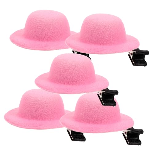 Beaupretty 5 Stck. Kleine Strohhut-Haarnadel Mini für winzig Zubehör Mädchen Haarspange kleine Huthaarspange Süße Hut-Haarspange kleine Haarspangen dekorative Huthaarspange Metall Rosa von Beaupretty