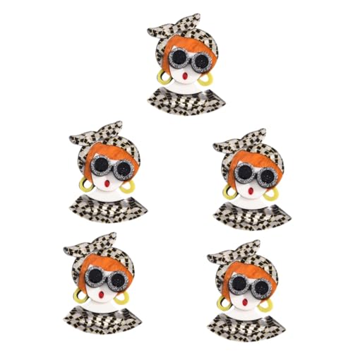 Beaupretty 5 Stück Anstecknadel Goldbrosche Mode Brosche Blazer Dame Broschen u Mädchen Brosche Kleidungsbrosche Mädchenbrosche Kleidung Brosche Cartoon-Mädchen-Brosche Acryl von Beaupretty